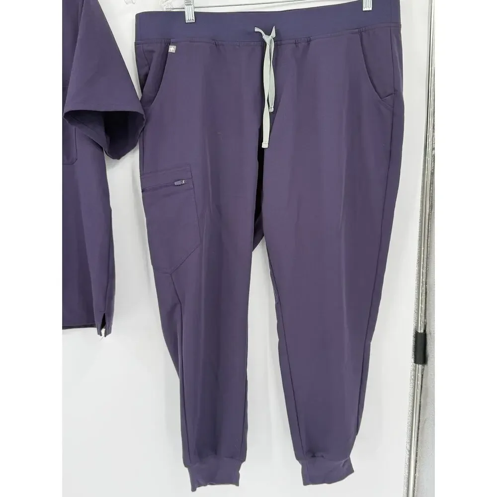FIGS Technical Collection Purple Cotton Stretch 2-Piece Scrub Set Joggers XXL